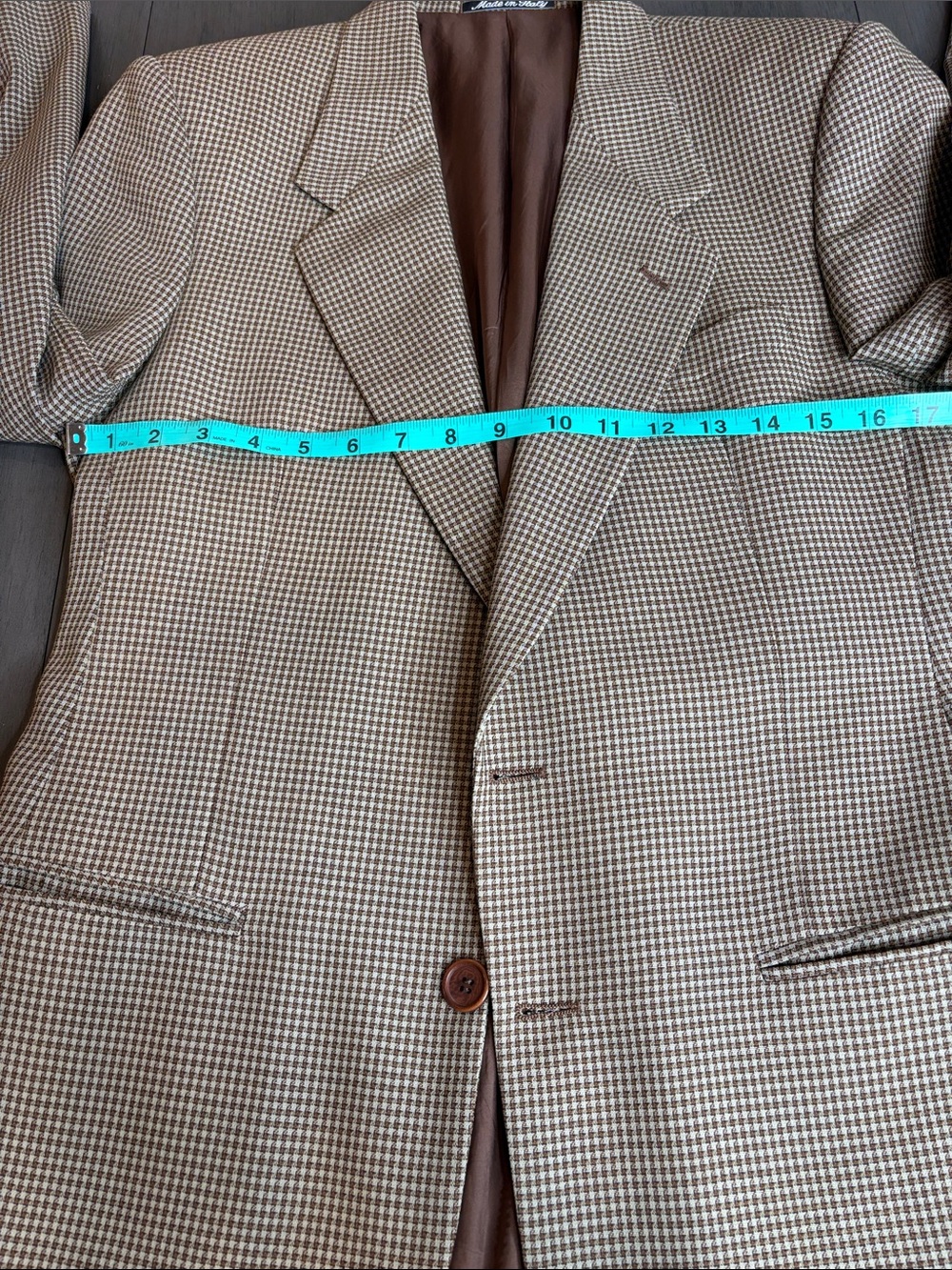 🤎Vintage MANI Armani Brown Houndstooth Blazer 38 Short Italian Wool  Saks 5th🤎 - Picture 10 of 16